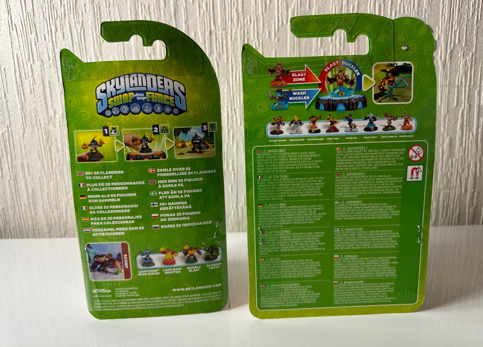 4 x Skylanders Swap and Force Figur Scorp Spy Rise Zoo Lou Rubble Rouser Neu OVP