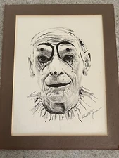 Edmund R. Spooner Ink Drawing Of A Man's Face ( 10' X 13.5")
