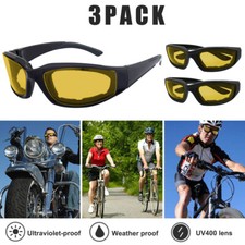 3 Pairs Chopper Motorcycle Padded Foam Wind Resistant Riding Glasses Sunglasses