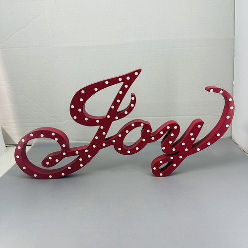 Pottery Barn Christmas Wood Sign Joy Peace Red Wall Decoration Word Art - Picture 4 of 16
