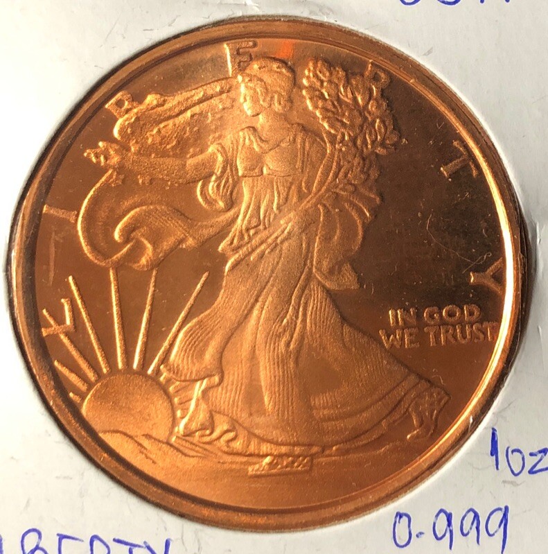 2011 Walking Liberty/ USA Copper Round 1 AVDP OUNCE .999 Pure | eBay