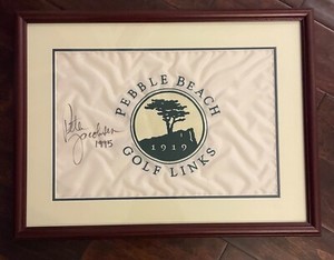 Pebble Beach Pin Flag 1995 Pebble Beach Pro-Am Pete Jacobsen Winner Signed