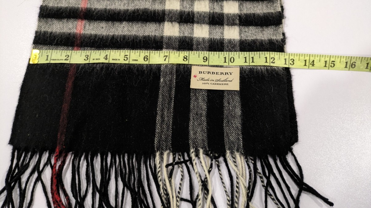 Burberry 100% Cashmere Scarf Nova Black Checked BR024 | eBay