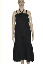 Urban Outfitters UO Smocked Tie Shoulder Black Halter Midi Dress New XS