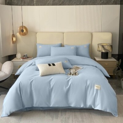 Egyptian Cotton Duvet Cover Solid Color Duvet Cover Extra King Set  PillowCases