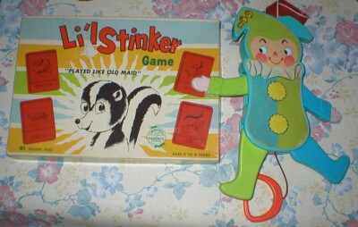 LIL STINKER GAME AND FISHER PRICE JUMPING JACK VINTAGE CHILD'S TOYS SOLD AS IS