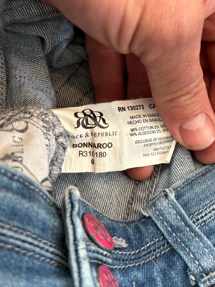 Pantalones Cortos de Jean Rock & Republic Para Mujer 0 Bonnaroo Denim Elastizados Azul Informal Foto 3 de 4