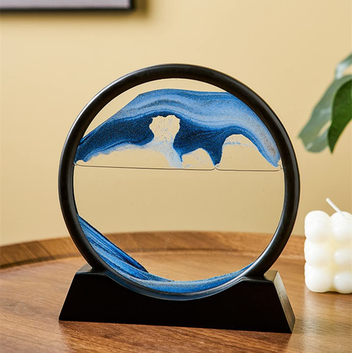 Moving Sand Art Picture – 3D Deep Sea Landscape, Relaxing Desk Decor (7 Inch, Bl - Picture 5 of 12