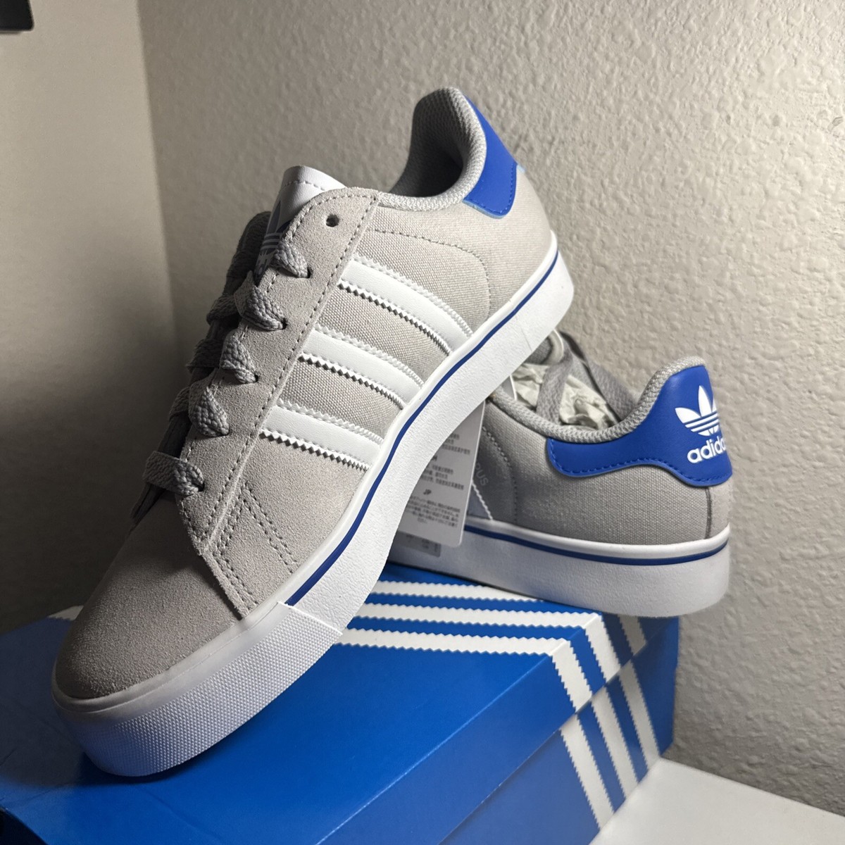 Adidas Campus Vulc J Size Kids Grey Blue Athletic Casual