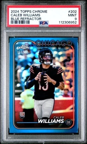 CALEB WILLIAMS 2024 TOPPS CHROME BLUE REFRACTOR #98/150 PSA 9
