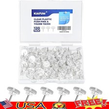 120 Count Clear Push Pins Thumb Tacks Steel Point Bulletin Board Home Office New