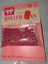 Vintage Tip Top Jumbo Roller Pins Pack of 40 - New Pkg Retro