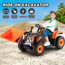JOYLDIAS Orange 12V Kids Ride On Excavator Electric Digger Boy Girl Gift Remote