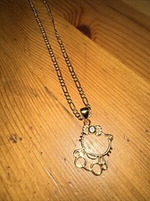 Hello Kitty Chain Necklace, Hello Kitty Pendant with Sparkling Golden Cat Charm