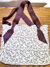 Longaberger Homestead Quilted Purse/Tote Floral with Sateen Ribbon Straps