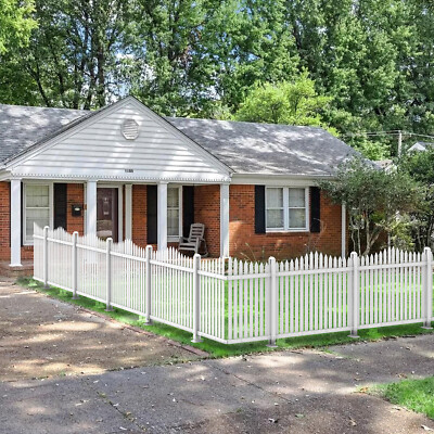 #ad #ad 84#x27;#x27;x36#x27;#x27; Vinyl Picket Fence Panels White PVC Outdoor Garden w 34 Pickets Curved $63.99