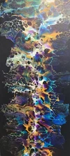 Original acrylic abstract painting Fluid Art 12x24