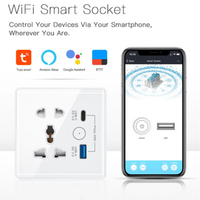 Tuya ZigBee WiFi Smart Socket 86 type Switch Quick Charge 3.0 USB Type-C Port