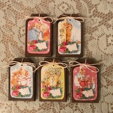 5  NEW  Handcrafted Wooden Easter Ornaments, Easter Hang Tags SET04
