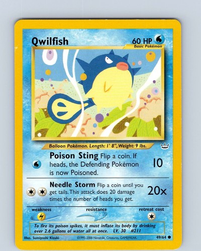 Pokemon TCG Qwilfish Neo Revelation 49/64 Unlimited Common Karte WOTC LP-NM