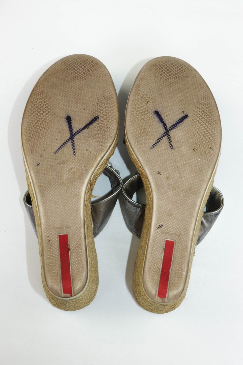 Prada Women's Vintage Y2K Silver Grey Platform Sandals Shoes | eBay