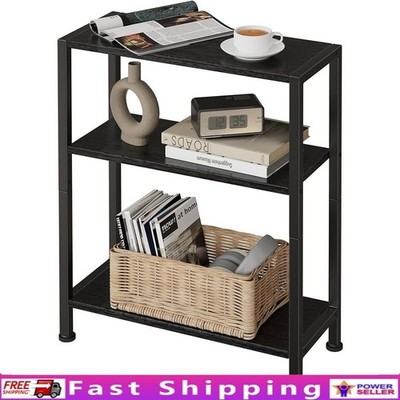 Narrow Side Table Small Spaces Durable Iron Frame Adjustable Footpads Multi-Use