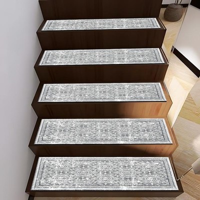7/15pcs Set of Vintage-Style, Ornate Patterned Thickened Stair Mats, 8Inch X 3