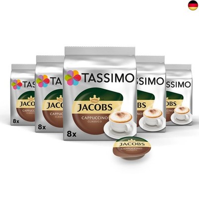  Tassimo Kapseln Jacobs Cappuccino Classico, 40 Kaffeekapseln, 5er Pack, 5 x 8 