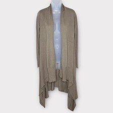 SOFT SURROUNDINGS medium brown wool blend long line open cardigan size small