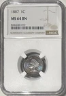 1887 Indian Head Cent NGC MS64BN - Better Date - Awesome Toning Coloration!