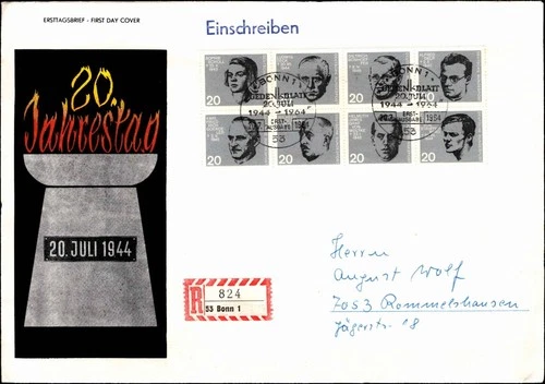 Germany 1964 Registered FDC – 20 July Plot Commemoration