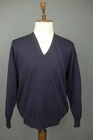 Pringle of Scotland Navy Wool Knitted V-Neck Long Sleeve Pullover Sweater Size M