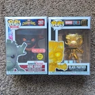 Funko Pop! Vinyl King Groot 297 Glows Target Ex & Black Panther 383 Marvel Lot