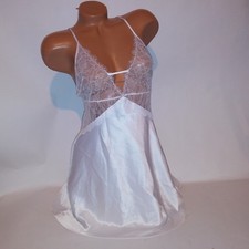Victoria Secret Lingerie Chemise Slip Medium Solid White Luxe Collection Lace