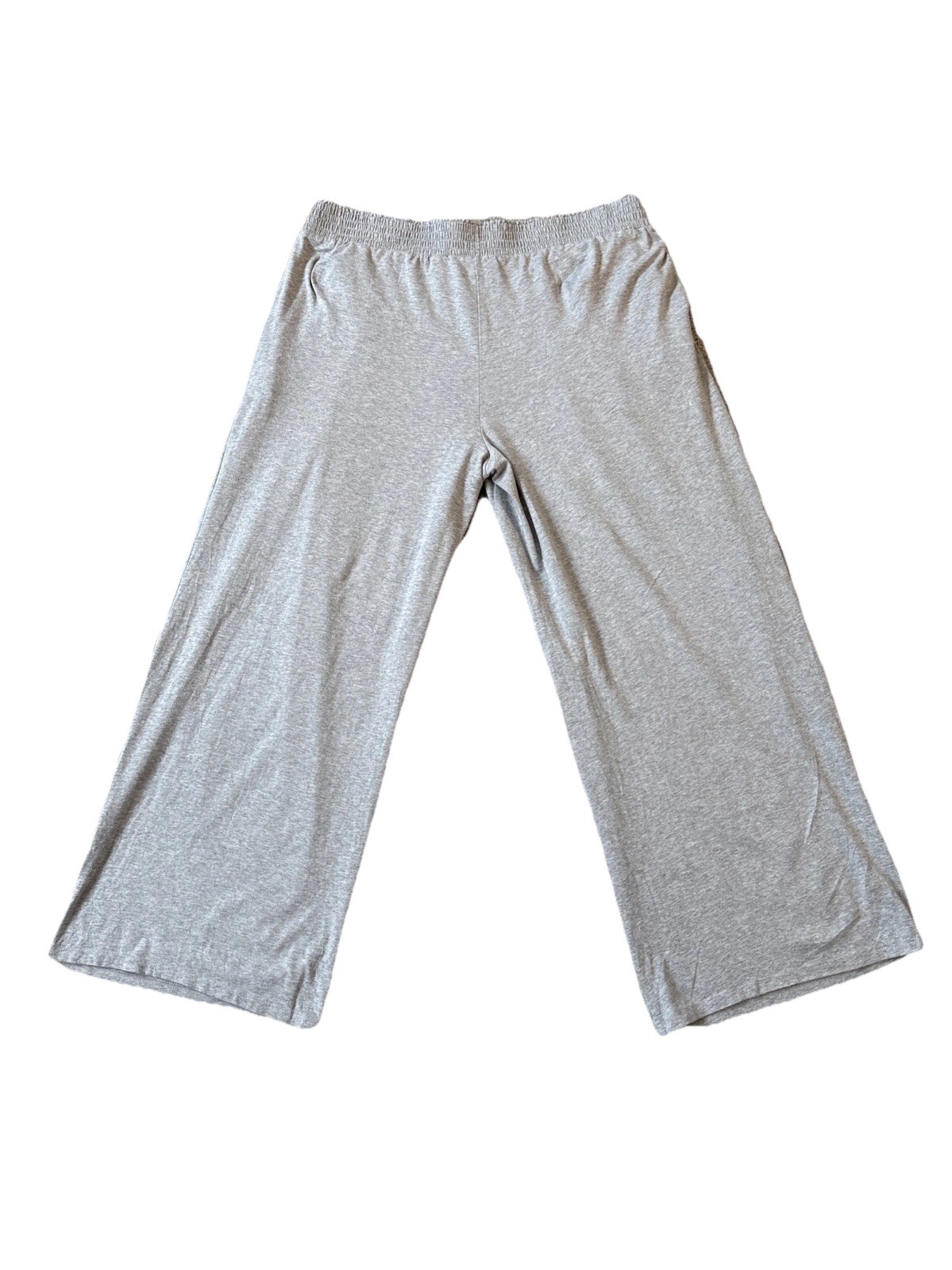 AnyBody Womens Lounge Cozy Soft Knit Wideleg Pants Size Large Gray Elastic Waist
