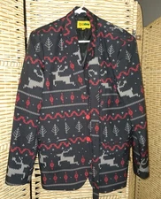 Tipsy Elves Men Christmas 3Piece Suit Blazer, Pants, Tie Blazer 42J, Pants 34W
