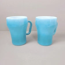Fire King Blue Soda Mugs Anchor Hocking Vintage- Read