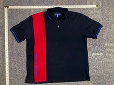 Polo Sport Ralph Lauren Polo Shirt Mens XL Black Red Stripe Cotton Zip Collar