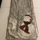 CYNTHIA ROWLEY Christmas Table Runner 72x16 Beaded Embroidered SNOWMAN Tapestry