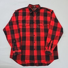 VTG 1988 Levi's Sutter Creek Cotton Flannel Shirt Buffalo Plaid Big E Tab Mens M