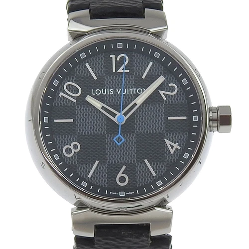 LOUIS VUITTON（LV） OROLOGIO LOUIS VUITTON TAMBOUR GM QA073 SS QUARZO UOMO QUADRANTE NERO MONOGRAMMA