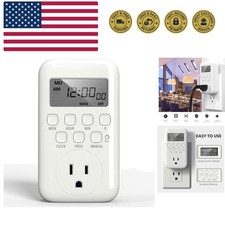 Indoor Digital Timer Outlet, Single Outlet 7 Day Programmable Light Switch, 3...