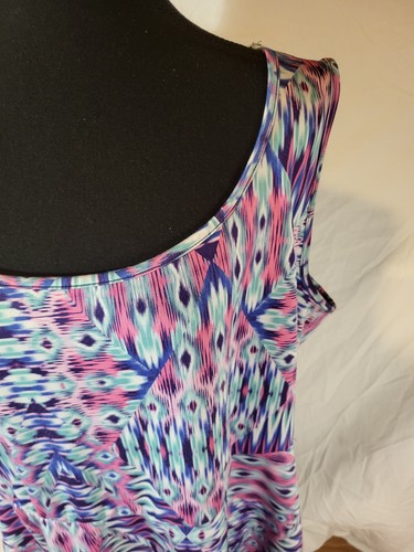 Torrid Size 2 Geometric Ikat Scuba Dress Pink Purple - Picture 6 of 8