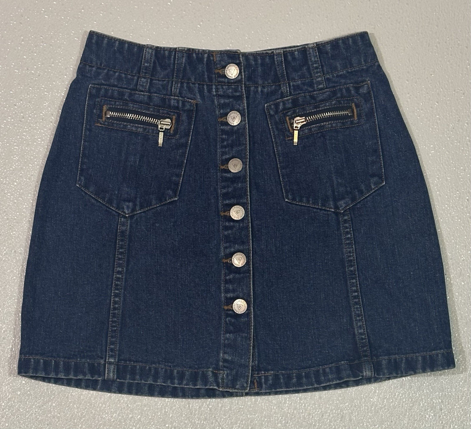 Fiorucci Size 8 Blue Button Down Medium Wash Deni… - image 1