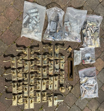 16+ Pairs of Brass Georgian Scroll Door Handles with assorted Hinges and Locks
