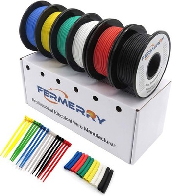 22 AWG Silikon Draht 6 Farben je 10 Fuß flexibel verzinnt Kupferlitze Haken