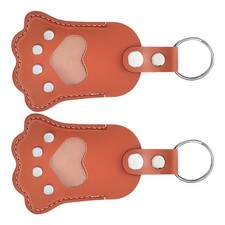 2 Pcs Pet Memorial Keychain Dog Hair Storage Container Lightweight PU