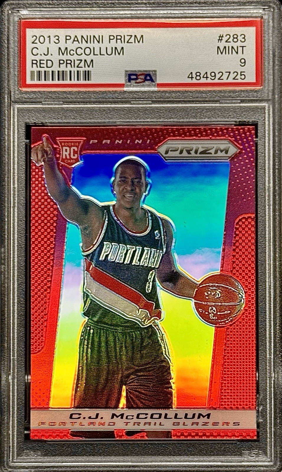 2013 Prizm #283 TARGET RED CJ McCollum Rookie RC PSA 9 Mint RARE Pop 10