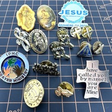 Christian Faith Praying Cross Retro Enamel Lapel Pin Collectors Lot