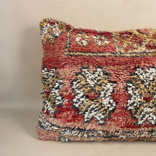 Cuscino tappeto berbero marocchino antico cuscino kilim piuma fatto a mano 60x40 cm rosso - Foto 3 di 13